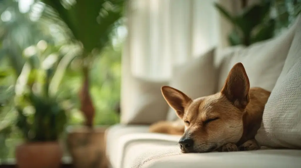 Pet-Friendly Villas in Thailand 4 Dog Relaxing on a Sofa - NaturalVillas Thailand - Dog friendly villa near Bangkok