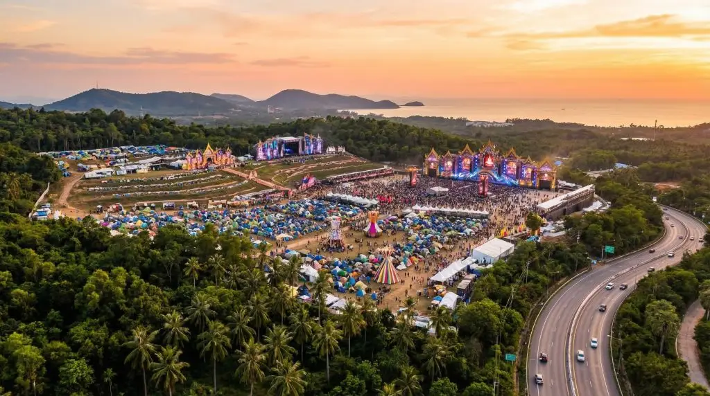 Wisdom Valley festival venue aerial view Bang Lamung Chonburi Tomorrowland Thailand 2026